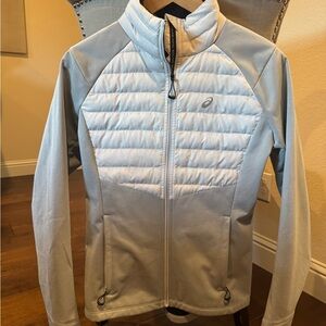 Asics Women's Light Gray and White Fleece Jacket